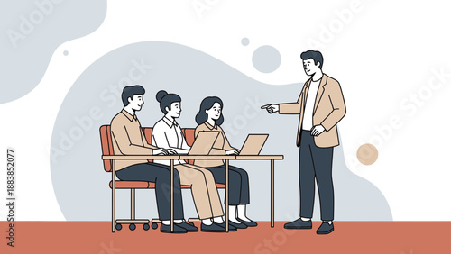 Business meeting with diverse team and presenter