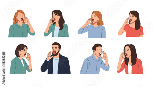 Real estate search and property appraisal mobile app concept showing a smartphone with a house listing and two interested users.