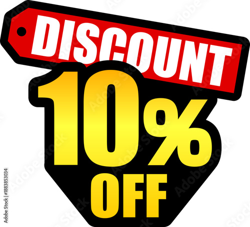 10％オフのセールを表すディスカウントラベル　10 Percent Off Discount Label – Special Offer Sale Tag
