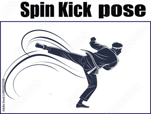Soccer Player Performing Spin Kick Silhouette Vector, Football Action Pose Illustration