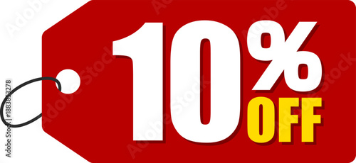 10％オフのセールを表すディスカウントラベル　10 Percent Off Discount Label – Special Offer Sale Tag
