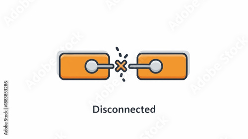 Disconnected cable with broken link symbolizing loss of connection.