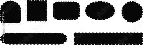 Black scalloped edge shapes on white background