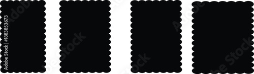 Four black scalloped rectangles on white background 1