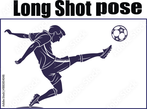 Soccer Player Taking Long Shot Silhouette Vector, Football Action Pose Illustration