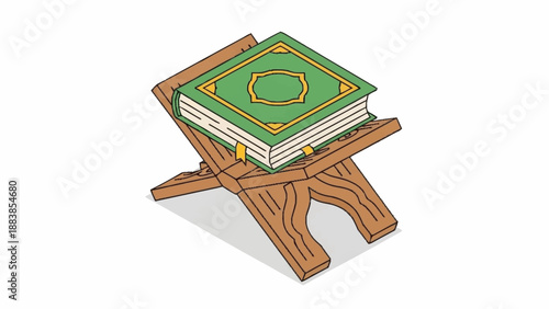 Islamic Quran on a wooden stand for prayer and study.