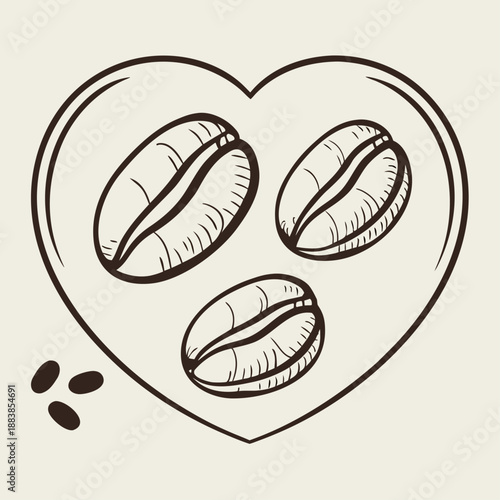 Coffee Ring Stain Heart Minimalist Hand Drawn Valentine Vector