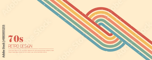 Stripe rainbow groovy. Retro graphic background with grunge texture, flowing waves and artistic lines for prints and wallpaper. Vintage vector illustration.