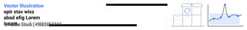 E-commerce, delivery tracking, logistics, supply chain, data analysis, shipping management. a package with a clock icon and a line graph. E-commerce and logistics concept