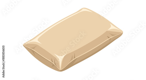 Elegant satin pillowcase depicted in a soft beige tone, isolated against a clean white background, showcasing luxurious texture and sheen