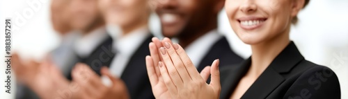 Woman clapping hands person performing applause with hands sound of celebration or approval
