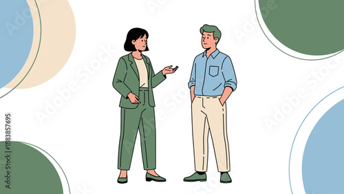 Business Meeting: Woman and Man Discussing Ideas