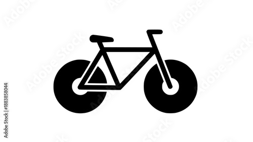 Silhouette of a minimalist bicycle illustration on white background with black outline