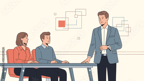 Business meeting with presentation and discussion