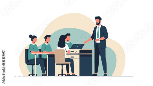 Business meeting with presentation and teamwork in modern office