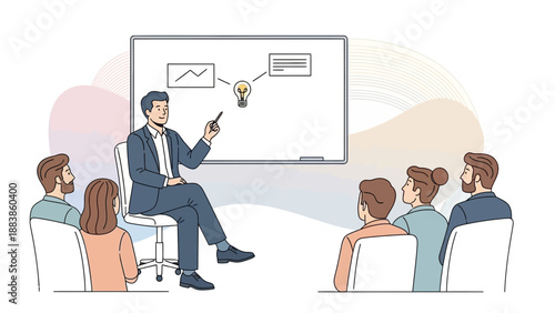 Business Presentation: Speaker Teaching Audience About Strategy and Ideas