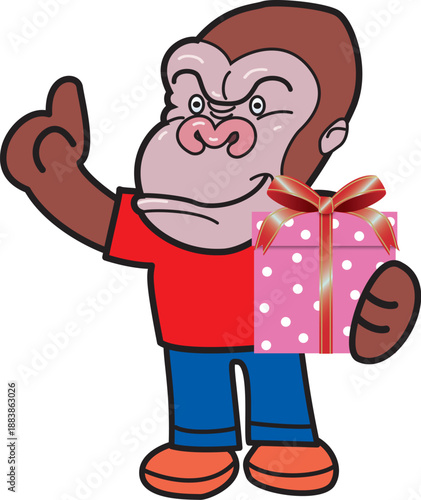 プレゼントを持ったゴリラ
