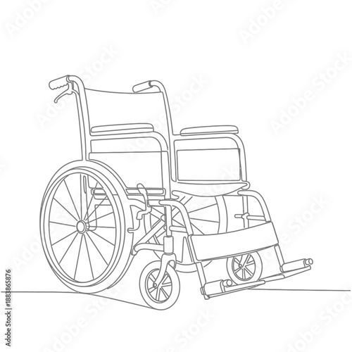 Line art illustration of wheelchair