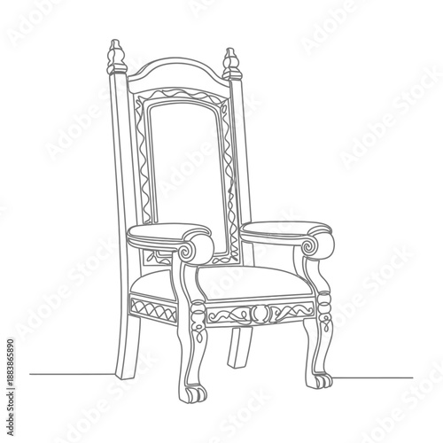 Line illustration of classic throne, chair