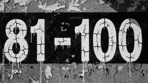 Number range 81 to 100 painted on a distressed surface.