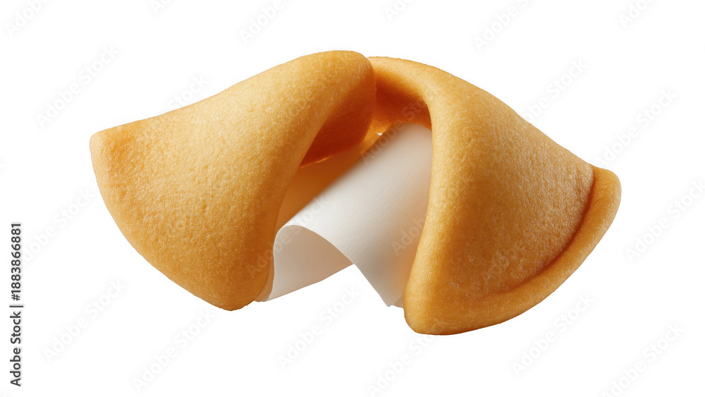 Obraz premium Fortune cookie split open to display a fortune inside, AI, PNG