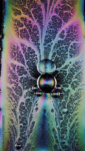 Wallpaper Mural Abstract Colorful Liquid Bubbles Forming Branching Structures with Black Background Torontodigital.ca