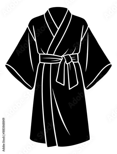 Line art illustration of a traditional Japanese kimono depicting a classic robe for cultural designs