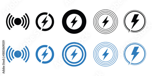 Wireless charging icon vector illustration, modern technology and energy symbol design for smartphone power, electric devices, futuristic interface, digital innovation, clean minimal UI concept