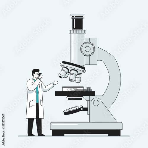 Scientist with Microscope, Laboratory Research, Cell Culture, Scientific Discovery