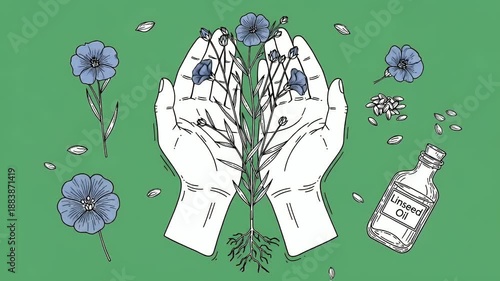White Hands Holding Blue Flower Plant Motion Graphic