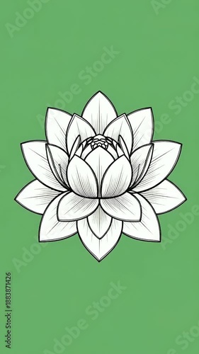White Lotus Flower Animation on Green Background Subtle Motion Graphic