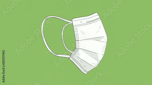 White Medical Face Mask Rotating On Green Background Footage