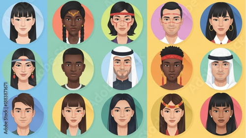 Diverse Group of People Faces Representing Different Cultures and Ethnicities.