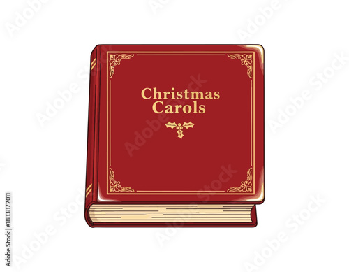 Classic Christmas Carols Songbook A Beautiful Red Hardcover Edition with Gold Embellishments, Perfect for Holiday Singing and Festive Gatherings