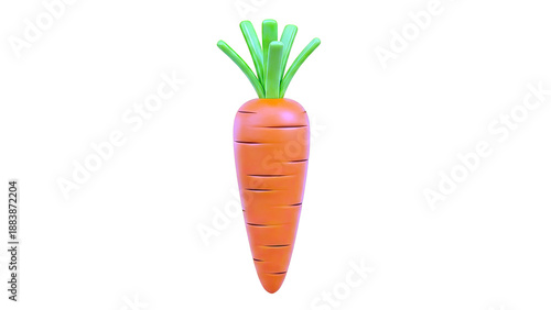 3D Rendered Orange Carrot with Green Tops
