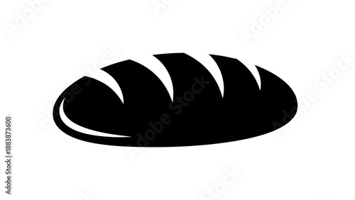 Silhouette of a loaf of bread on a white background with dramatic lighting