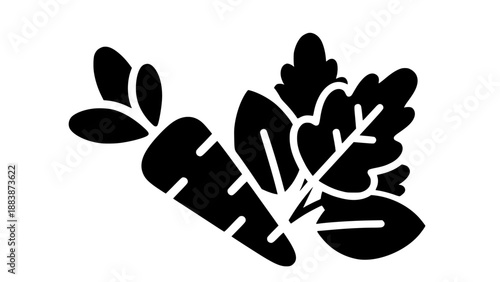 Vegetable silhouette with leafy greens on white background for healthy food concepts