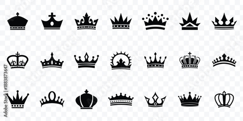 Crown symbol set. King, Princess crowns. Royal Crown Icon Set. Collection of crown silhouette. eps 10