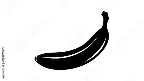 Silhouette of a ripe banana on white background with a smooth curve