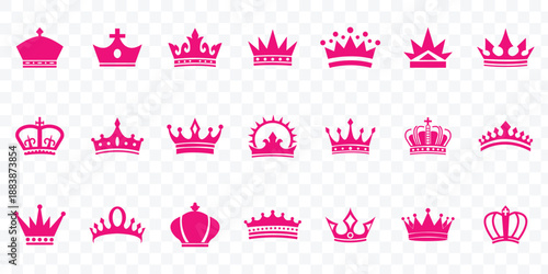 Crown symbol set. King, Princess crowns. Royal Crown Icon Set. Collection of crown silhouette. eps 10