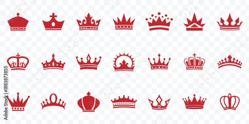 Crown symbol set. King, Princess crowns. Royal Crown Icon Set. Collection of crown silhouette. eps 10