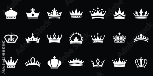 Crown symbol set. King, Princess crowns. Royal Crown Icon Set. Collection of crown silhouette. eps 10