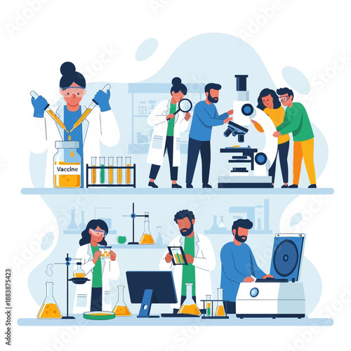 Diverse Scientists Collaborating in Modern Laboratory Research