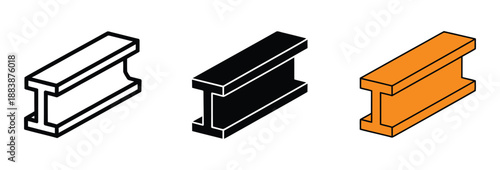 Beam icon vector illustration, structural engineering and construction symbol for architecture, building framework, industrial design