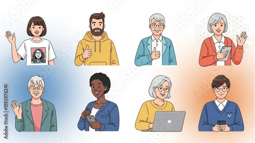 Diverse Group of People Using Various Electronic Devices.