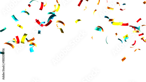 3d render multicolored confetti explosion. Colorful bright confetti isolated on transparent PNG