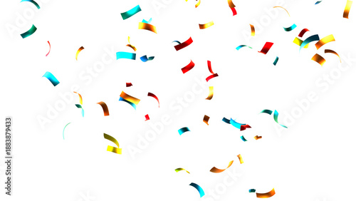 3d render multicolored confetti explosion. Colorful bright confetti isolated on transparent PNG