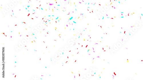 3d render multicolored confetti explosion. Colorful bright confetti isolated on transparent PNG
