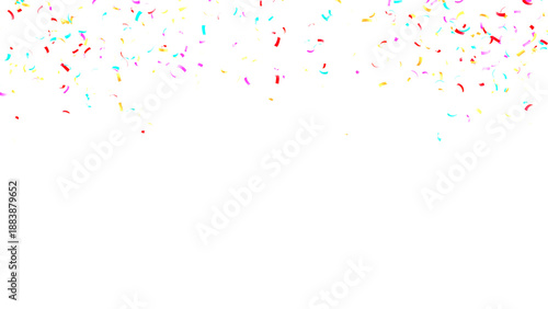 3d render multicolored confetti explosion. Colorful bright confetti isolated on transparent PNG
