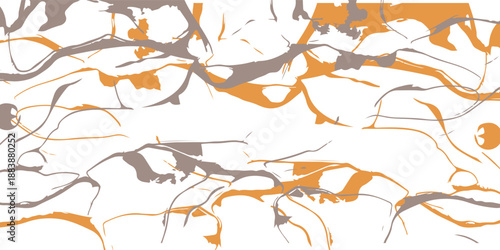 abstract background with flowing orange and taupe branches on a white canvas. Ideal for design, textures, and creative layouts needing modern color accents and dynamic movement.
